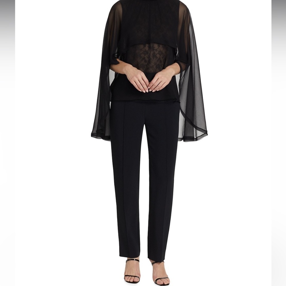 NWT Jason Wu Pintuck High-waisted Straight-leg Pants In Black